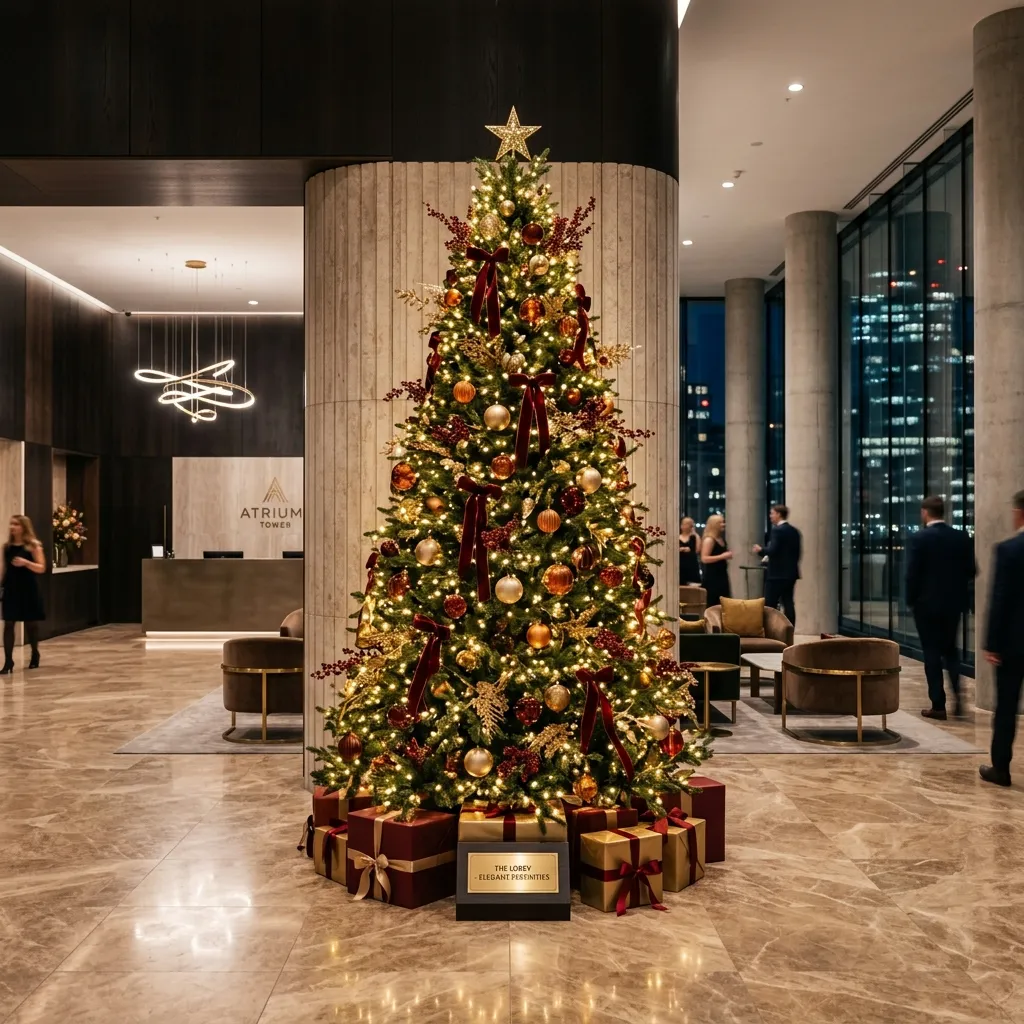 Decoração natalina corporativa — projeto da CriaAção Entretenimento para empresas