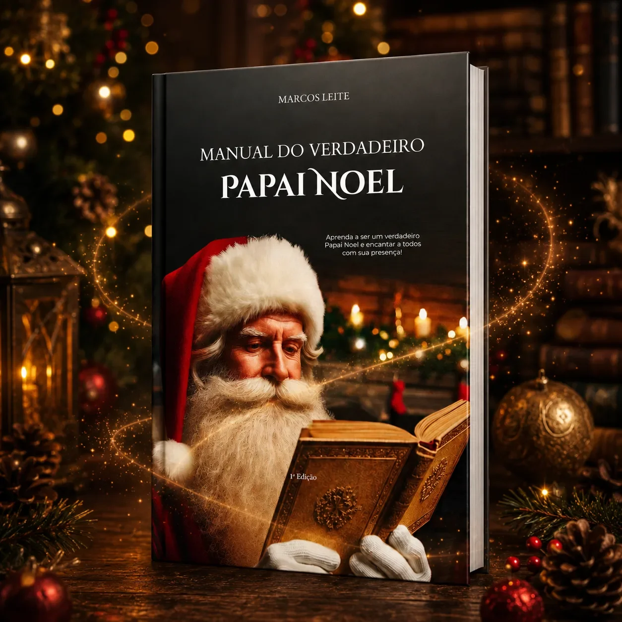 Mockup tridimensional do livro Manual do Verdadeiro Papai Noel